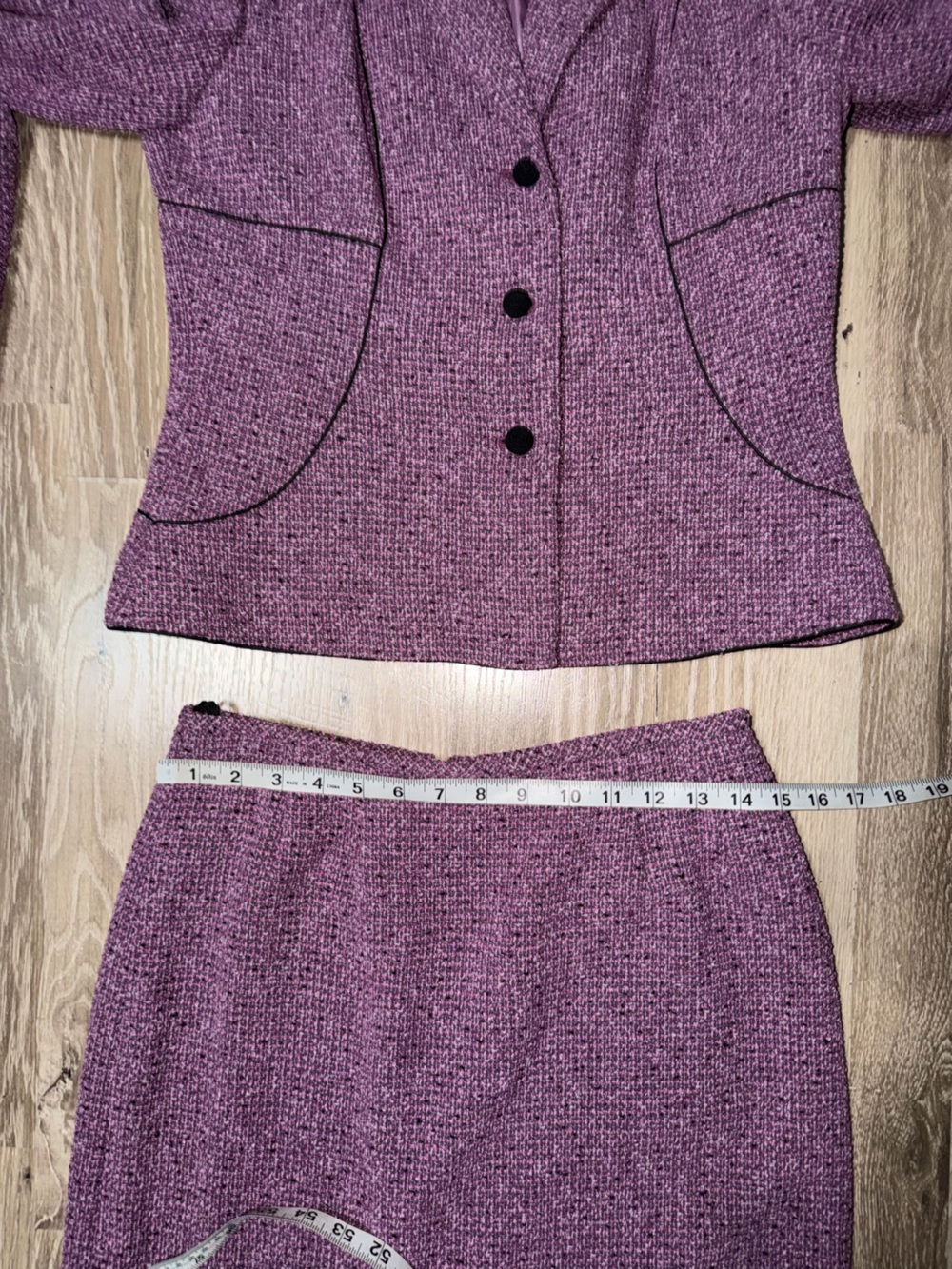 Kasper Purple Tweed Skirt Suit Blazer Ruffle Hem 2 Piece Women’s Size 6 - Picture 4 of 11